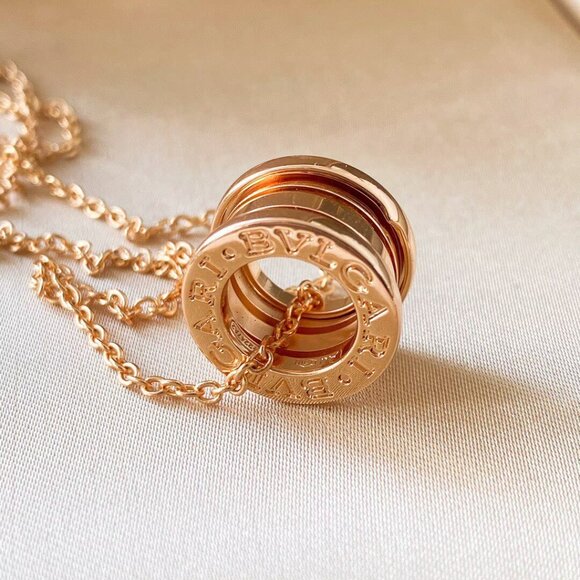 BVLGARI B.ZERO1 series spring small 18k rose gold necklace for men and women - Picture 3 of 5